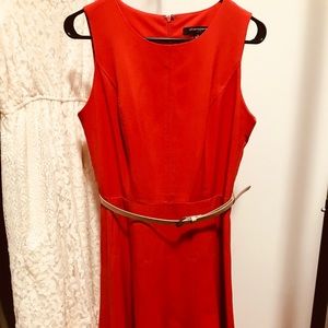 Crimson fit and flare dress